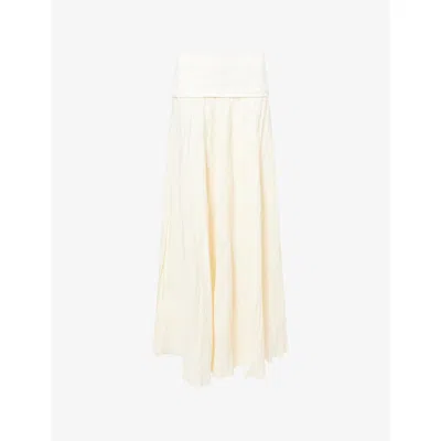 Johanna Ortiz Womens  Light And Sound High-waist Linen-blend Maxi Skirt In White