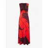 Johanna Ortiz Deep Heart Twisted Cutout Ankle Dress In Palm Shadows