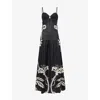 Johanna Ortiz Womens Enlightened Sailor Shoulder-straps Linen Maxi Dress Tropical Catch In Tropical Catch