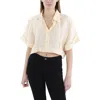 Johanna Ortiz Womens Linen Collared Button-down Top In White