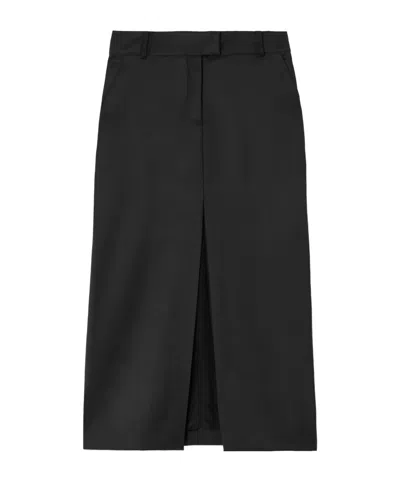 Johanna Ortiz Wool Front Slit Elegant Pencil Skirt In Black