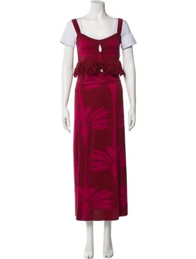 Pre-owned Johanna Ortiz Wool Skirt Set In Red