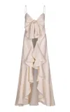 Johanna Ortiz Zambra Long Ruffled Organic Linen Top In Off-white