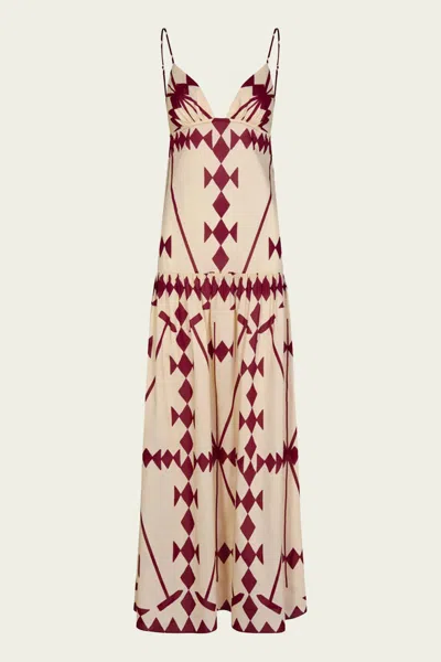 Johanna Ortiz Zea Palm Dress In Ecru Wine