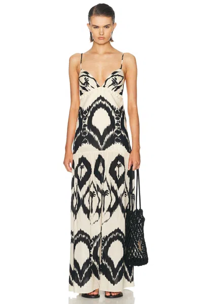Johanna Ortiz Zea Palm Maxi Dress In Ecru & Black