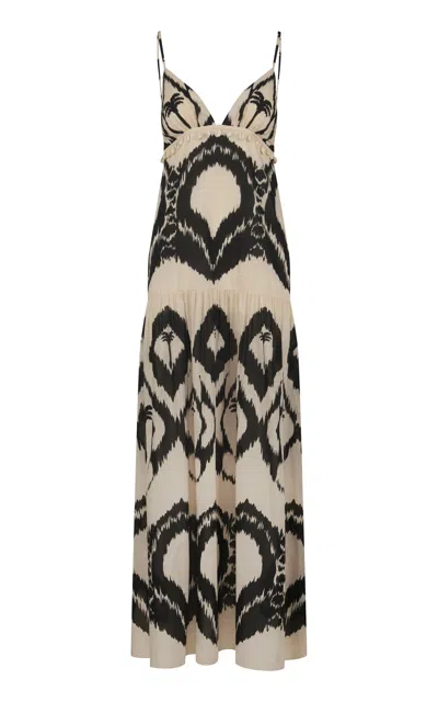 Johanna Ortiz Zea Palm Printed Cotton Maxi Dress In Neutral