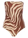 Johanna Ortiz Alta Mar Strapless One-piece Swimsuit In Brown