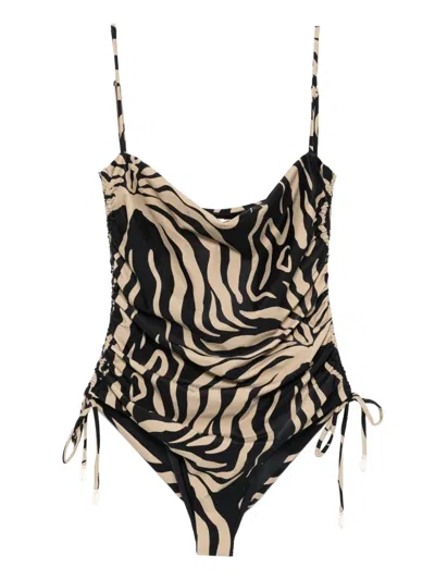 Johanna Ortiz Zebra-print Swimsuit In Black
