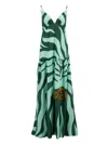 Johanna Ortiz Zebra-print Tiered Maxi Dress In Green
