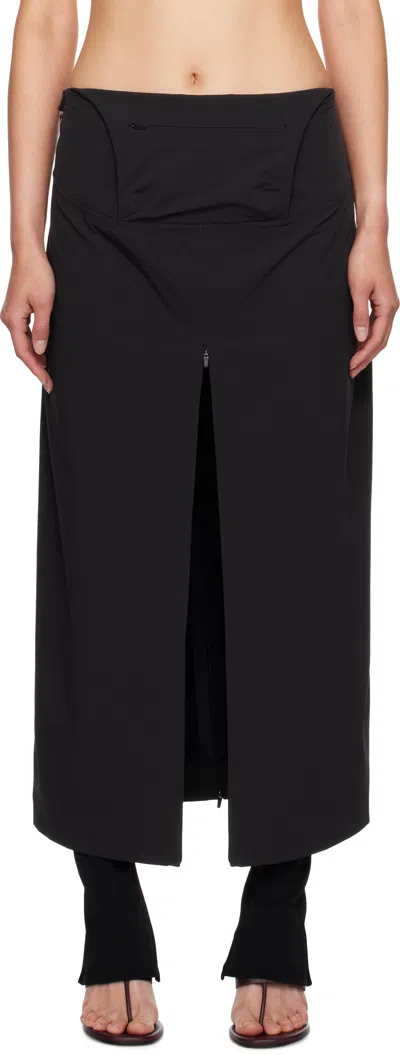 Johanna Parv Black Tech Midi Skirt