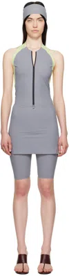 Johanna Parv Gray & Green Sprint Jumpsuit In Grey / Lime Cream
