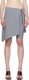 Johanna Parv Gray Asymmetric Mini Skort In Grey