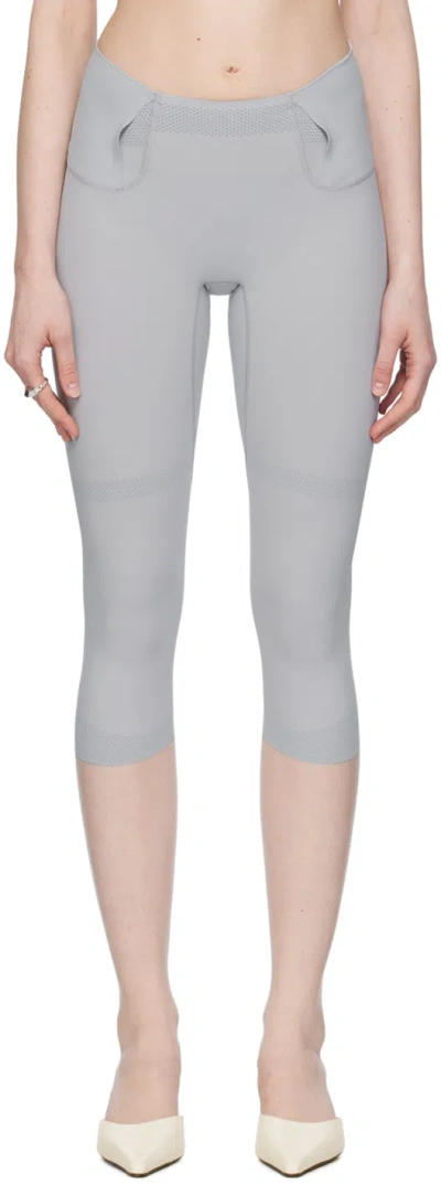 Johanna Parv Gray Folded Waist Leggings In Black/grey