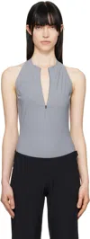 Johanna Parv Gray Half-zip Tank Top In Grey