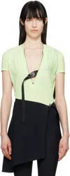 Johanna Parv Green Drape T-shirt In Lime W Transparent