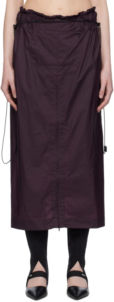 Johanna Parv Purple Vent Midi Skirt In Plum