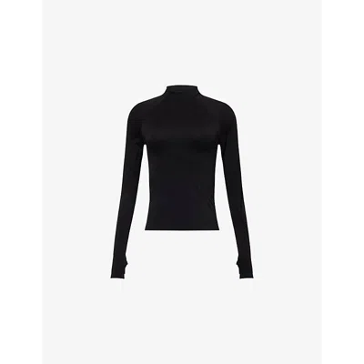 Johanna Parv X C4c X Pull And Bear X C4c X Pull And Bear Womens Black Pull&bear X Johanna Parv Round-neck Long-sleeve Stretch-jersey To