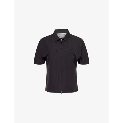Johanna Parv X C4c X Pull And Bear X C4c X Pull And Bear Womens Black Pull&bear X Johanna Parv Short-sleeve Zip-up Cotton Shirt