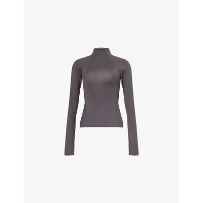 Johanna Parv X C4c X Pull And Bear X C4c X Pull And Bear Womens Grey Pull&bear X Johanna Parv Funnel-neck Open-back Stretch-jersey Top