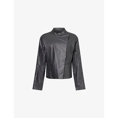 Johanna Parv X C4c X Pull And Bear X C4c X Pull And Bear Womens Grey Pull&bear X Johanna Parv Mock-neck Coated Linen And Cotton-blend J