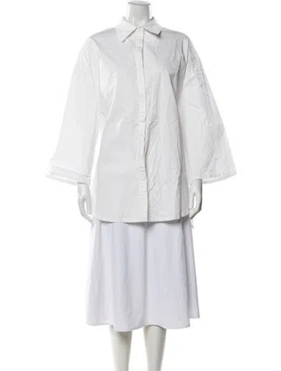 Pre-owned Johansen Long Sleeve Button-up Top In White