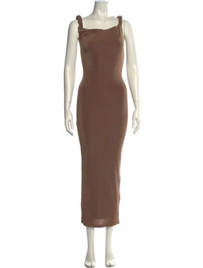 Pre-owned Johansen Square Neckline Long Dress In Brown