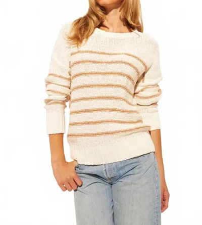 John & Jenn Abel Summer Sweater In Fawn Stripe In Neutral