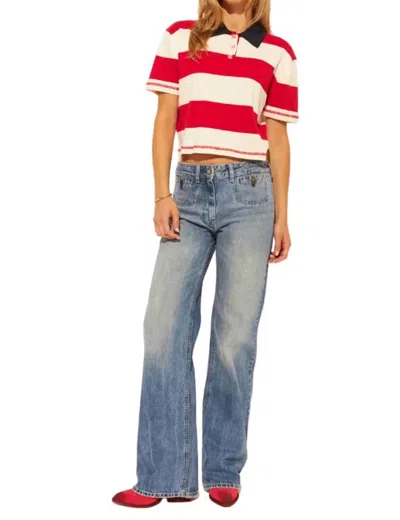 John & Jenn Angelo Striped Top In Preppy Crimson In Multi