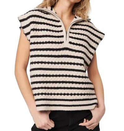 John & Jenn Arrow Sleeveless Sweater In Almond Stripe In Multi