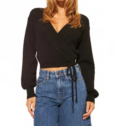 John & Jenn August Wrap Sweater In Caviar Black In Multi