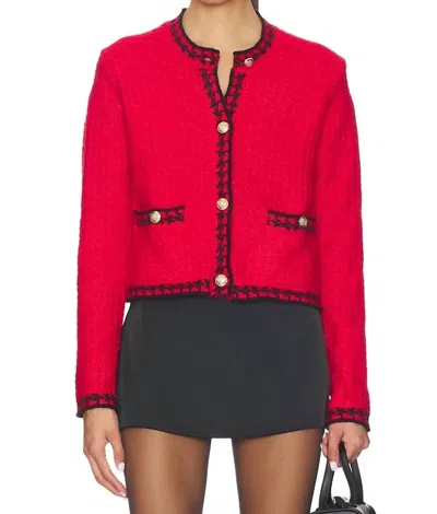 John & Jenn Benedict Cardigan Top In Preppy Crimson In Pink