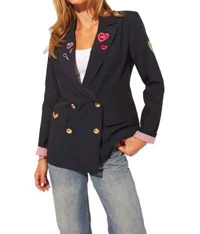 John & Jenn Blaine Double Breasted Blazer In Indigo In Black