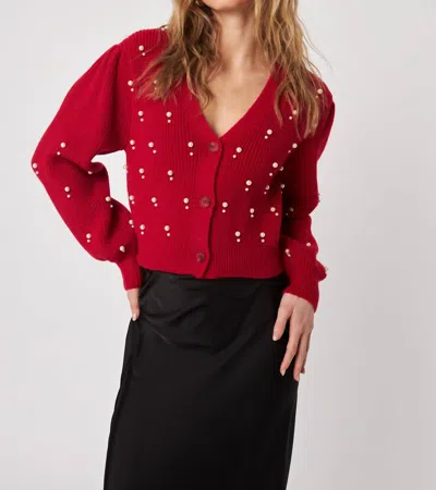 John & Jenn Bowen Cardigan Sweater In Poinsettia In Red
