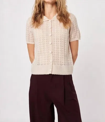 John & Jenn Cardi Crew Top In Pearl Blush In Neutral