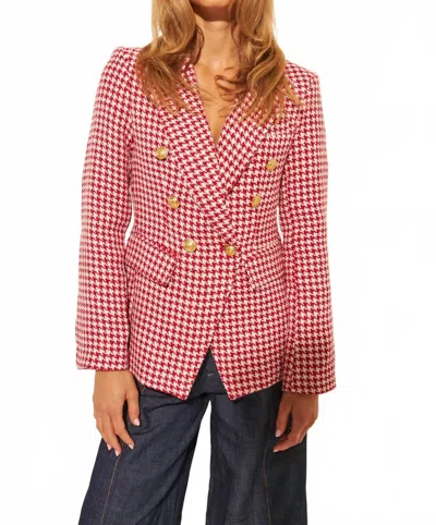 John & Jenn Cherry Houndstooth Blazer In Red And White In Multi