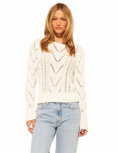 John & Jenn Cillian Cable Trumpet Sleeve Sweater In White