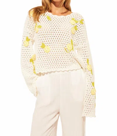 John & Jenn Crochet Sweater Top In Limoncello In Multi