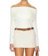 John & Jenn Damon Off Shoulder Sweater In Snowfall In White