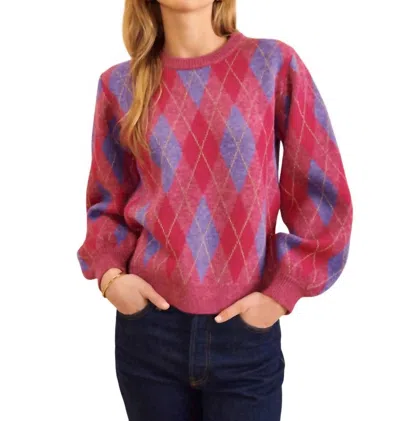 John & Jenn Diamond Long Sleeve Sweater In Purple In Multi