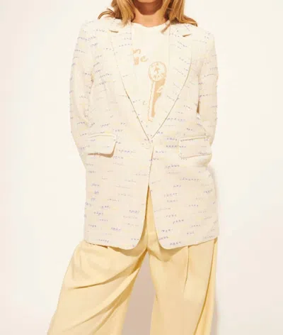 John & Jenn Elio Coastal Tweed Jacket In Cream In White