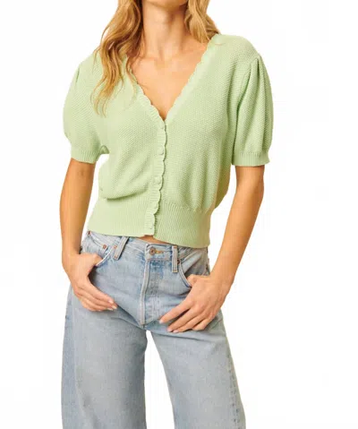 John & Jenn Finn Cardigan In Celery In Green