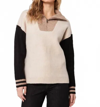 John & Jenn Gary Half-zip Color Block Sweater In Driftwood In Multi