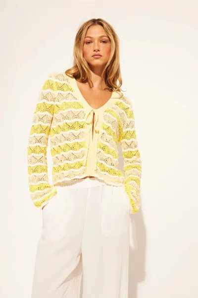 John & Jenn Gianni Knit Cardigan In Citronella In Multi