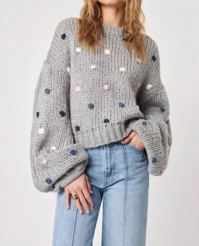 John & Jenn Greyson Oversized Sweater In Dotted Shadow In Gray
