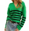 John & Jenn Jameson Sweater In Lucky Stripe In Green
