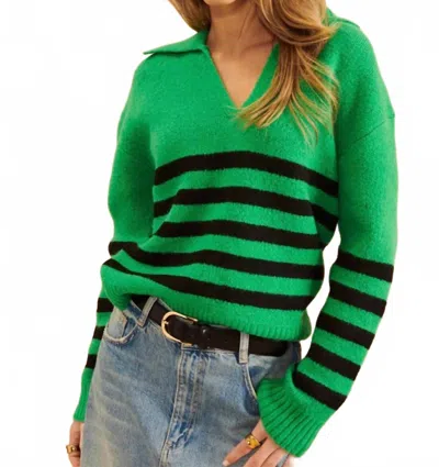 John & Jenn Jameson Sweater In Lucky Stripe In Green