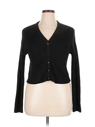 Pre-owned John & Jenn Long Sleeve Top Black Plunge Neckline Tops