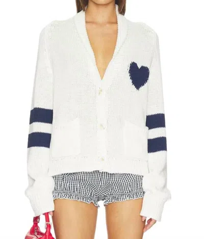 John & Jenn Maddox Heart Cardigan In Seaside Amour In White