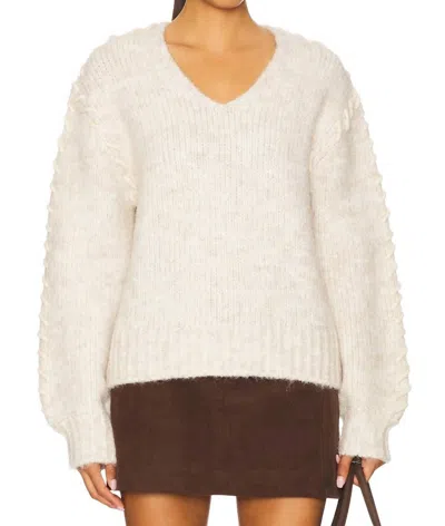 John & Jenn Maddy Pullover Sweater In Cafe Au Lait In White