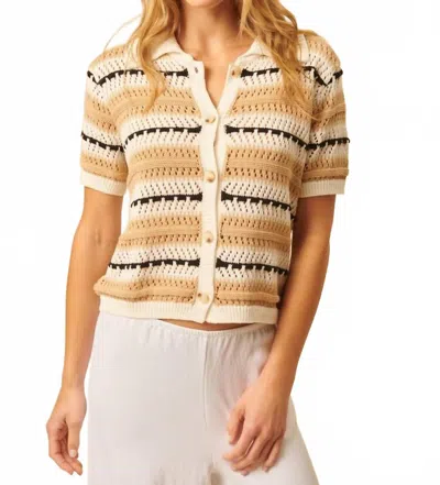 John & Jenn Makai Short Sleeve Cardigan In Panorama In Brown